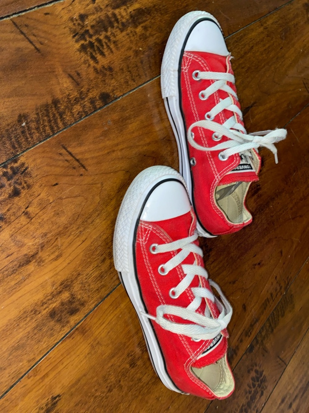 Converse Red and White Low Top Sneakers youth size 1 - Picture 3 of 7